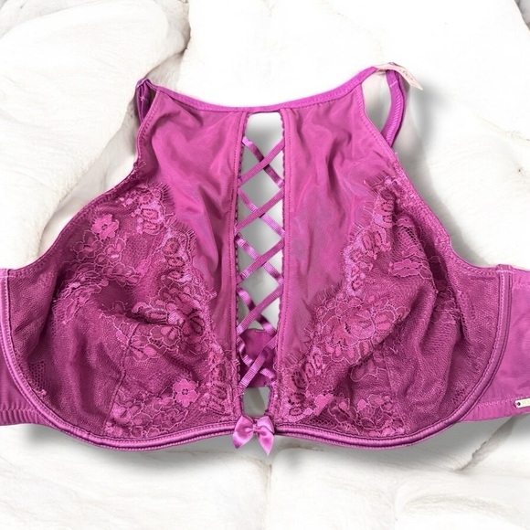 NWOT La Vie en Rose Lace Detail Purple Bralette Balconette 36D - Picture 1 of 5